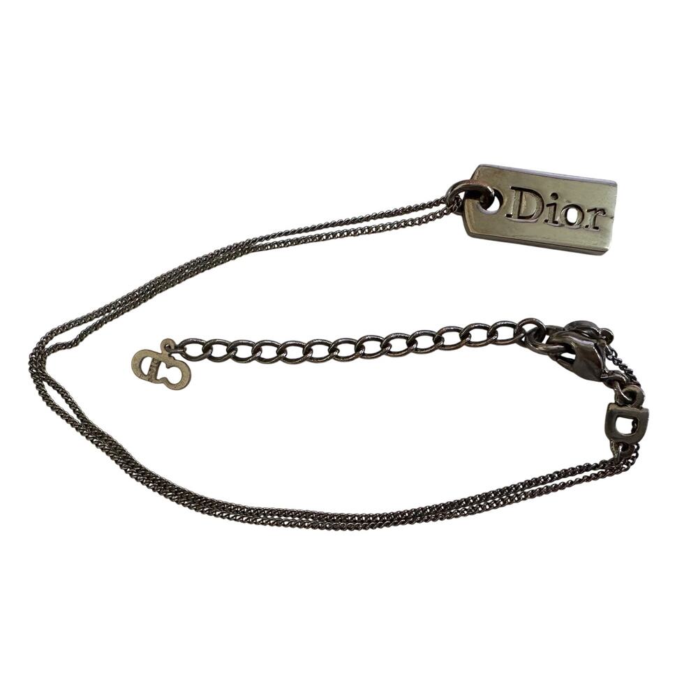 Christian Dior Dog Tag Style Necklace - Gunmetal - Picture 2 of 16